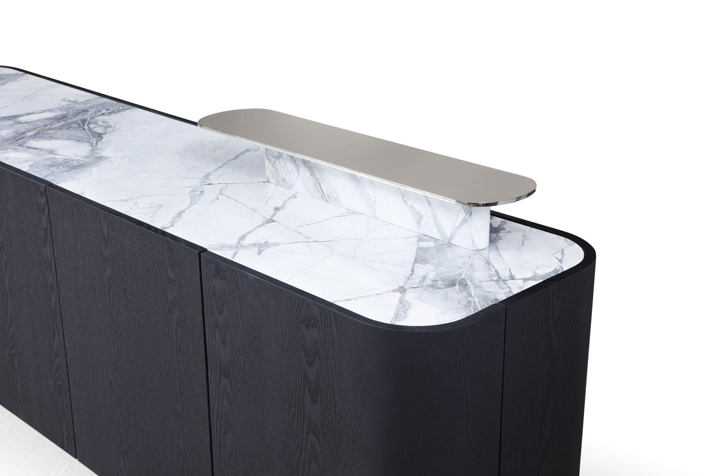 Modrest Broxburn Modern Black Oak Faux Marble Buffet