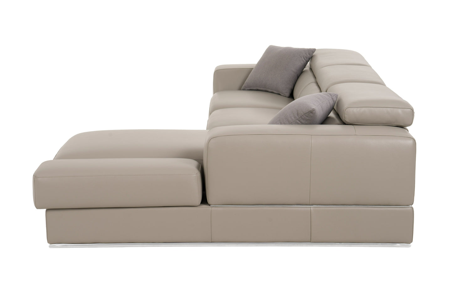 Divani Casa Pella Mini Modern Grey Italian Leather Right Facing Chaise Sectional Sofa
