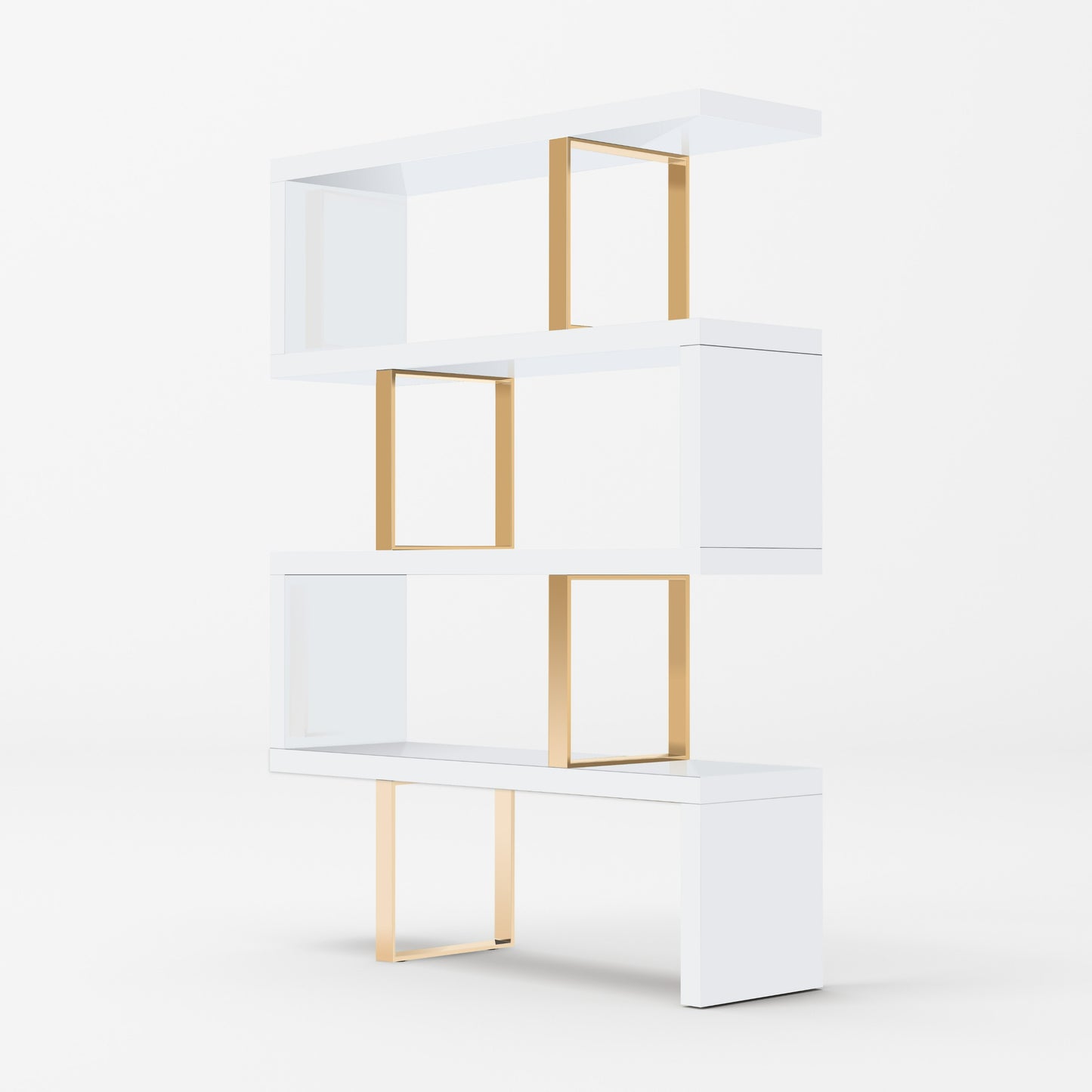 Modrest Maze Modern White and Gold Bookcase