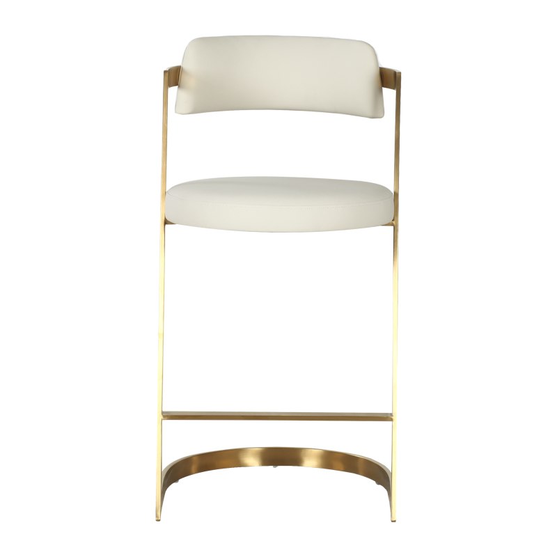 Modrest Shandra Beige Pleather Gold Counter Stool