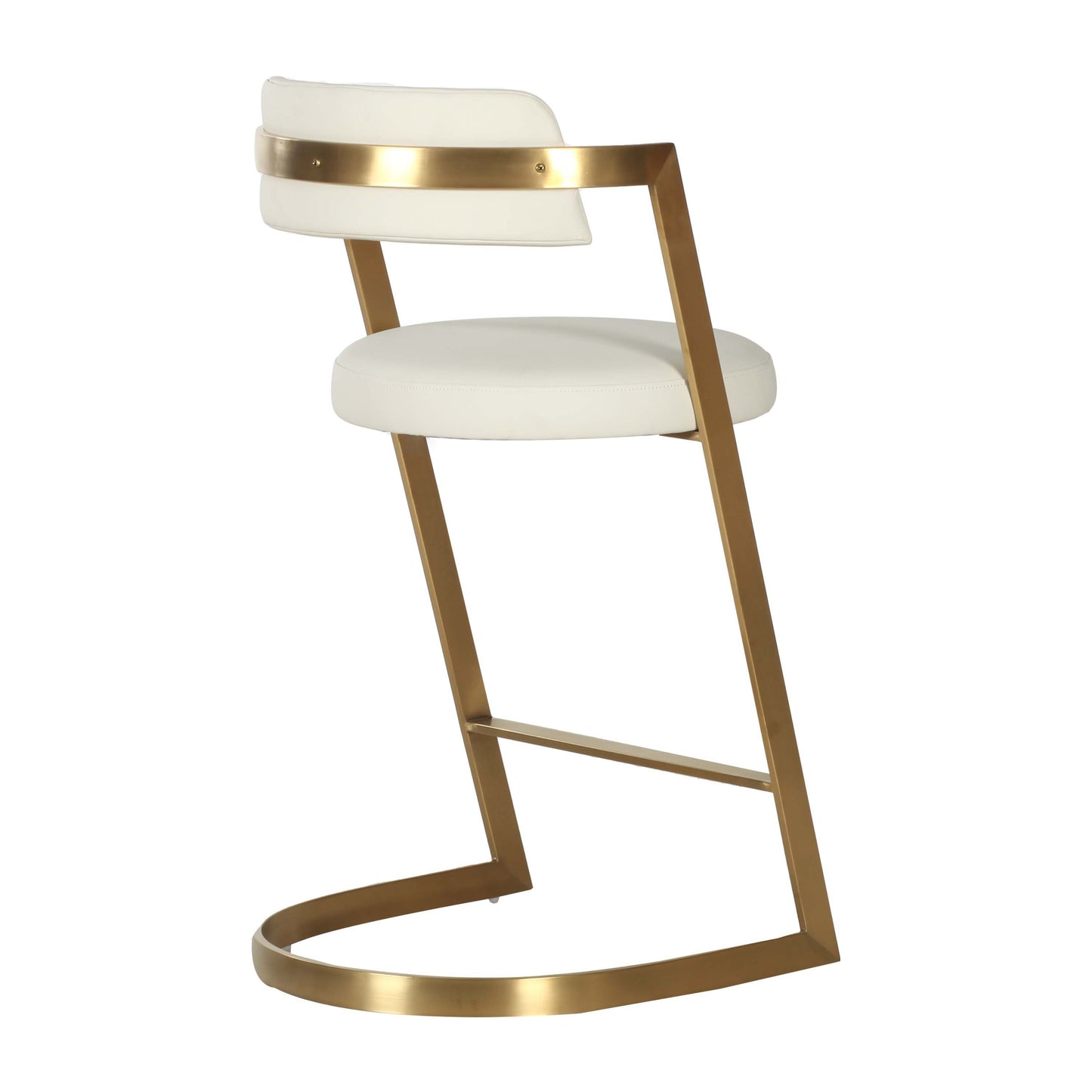 Modrest Shandra Beige Pleather Gold Counter Stool