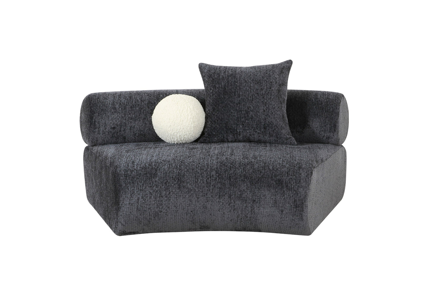Divani Casa Simpson Contemporary Dark Grey Fabric Curved Modular Sectional Sofa with Throw Pillows