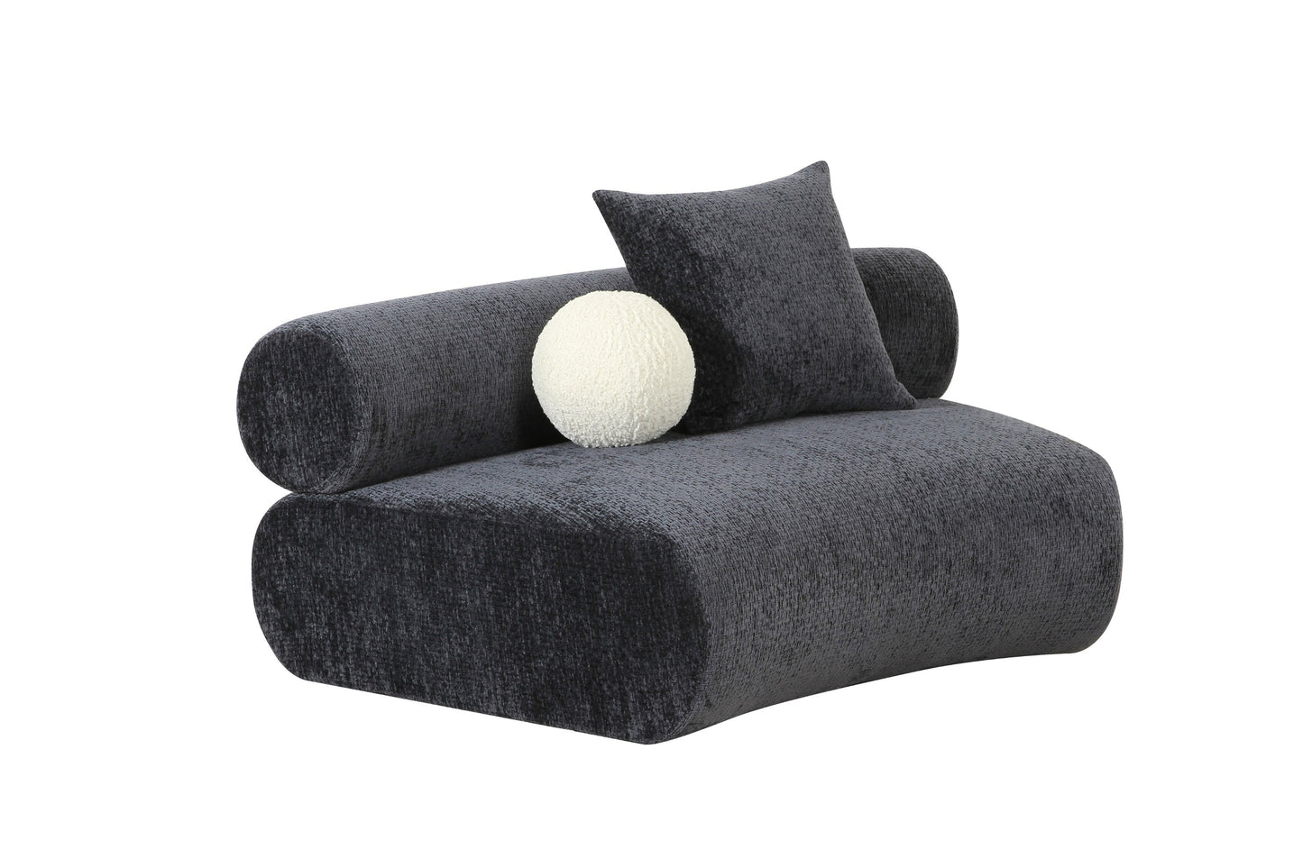 Divani Casa Simpson Contemporary Dark Grey Fabric Curved Modular Sectional Sofa with Throw Pillows