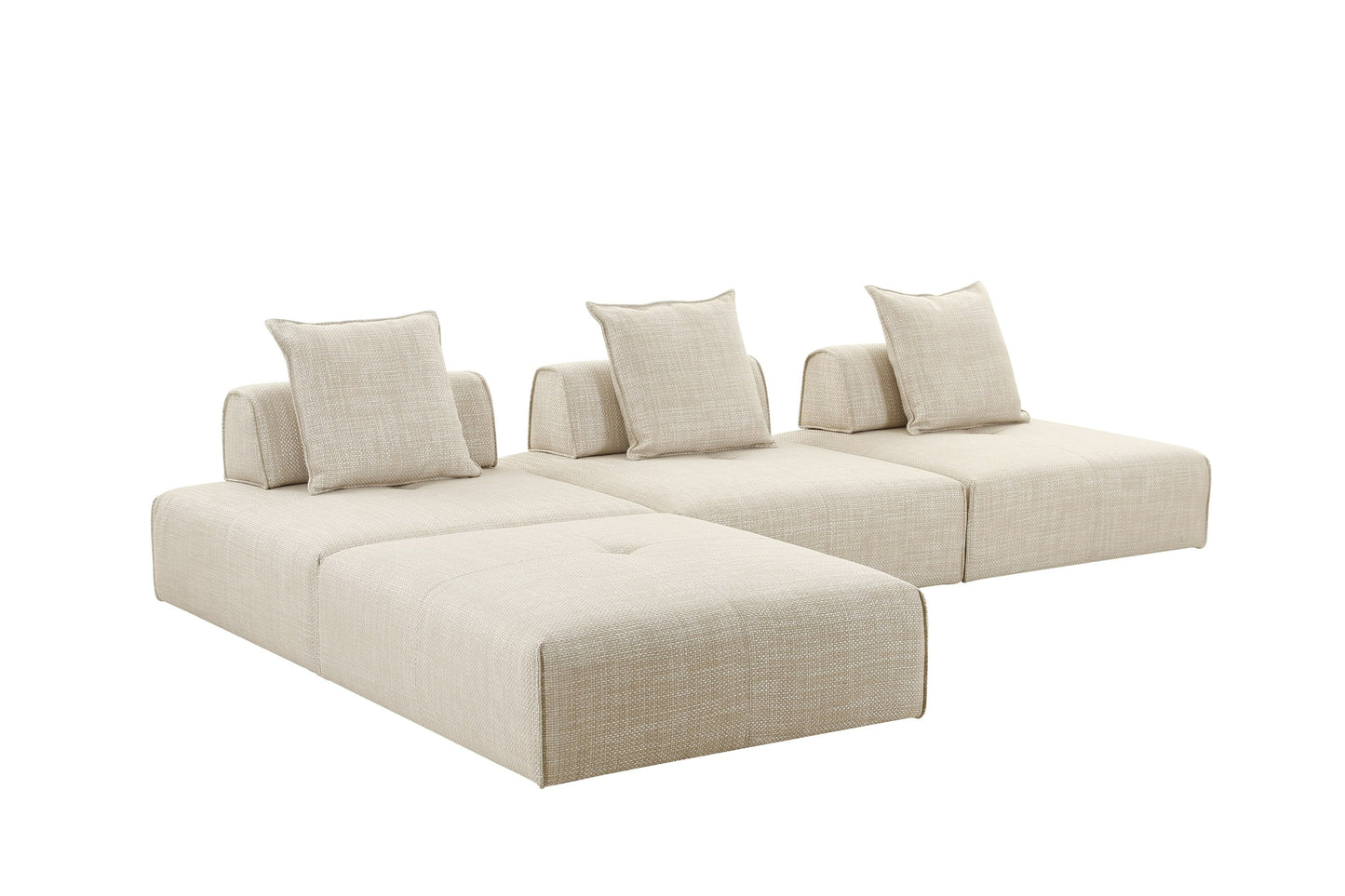 Divani Casa Mondo Modern Modular Beige Fabric Armless Seat