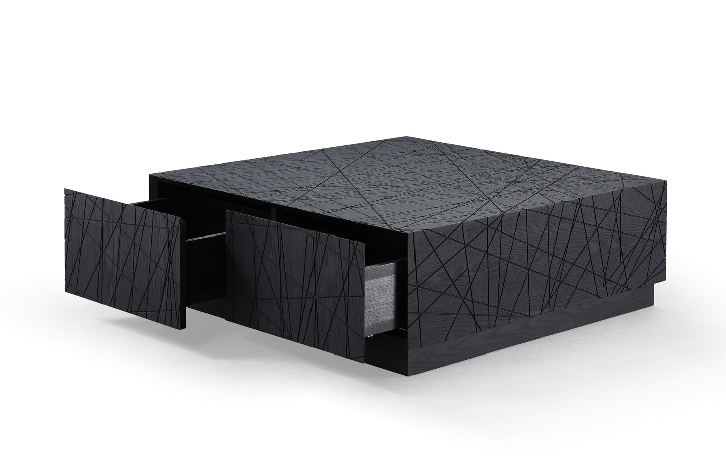 Modrest Kenda Modern Black Oak Square Coffee Table With Storage
