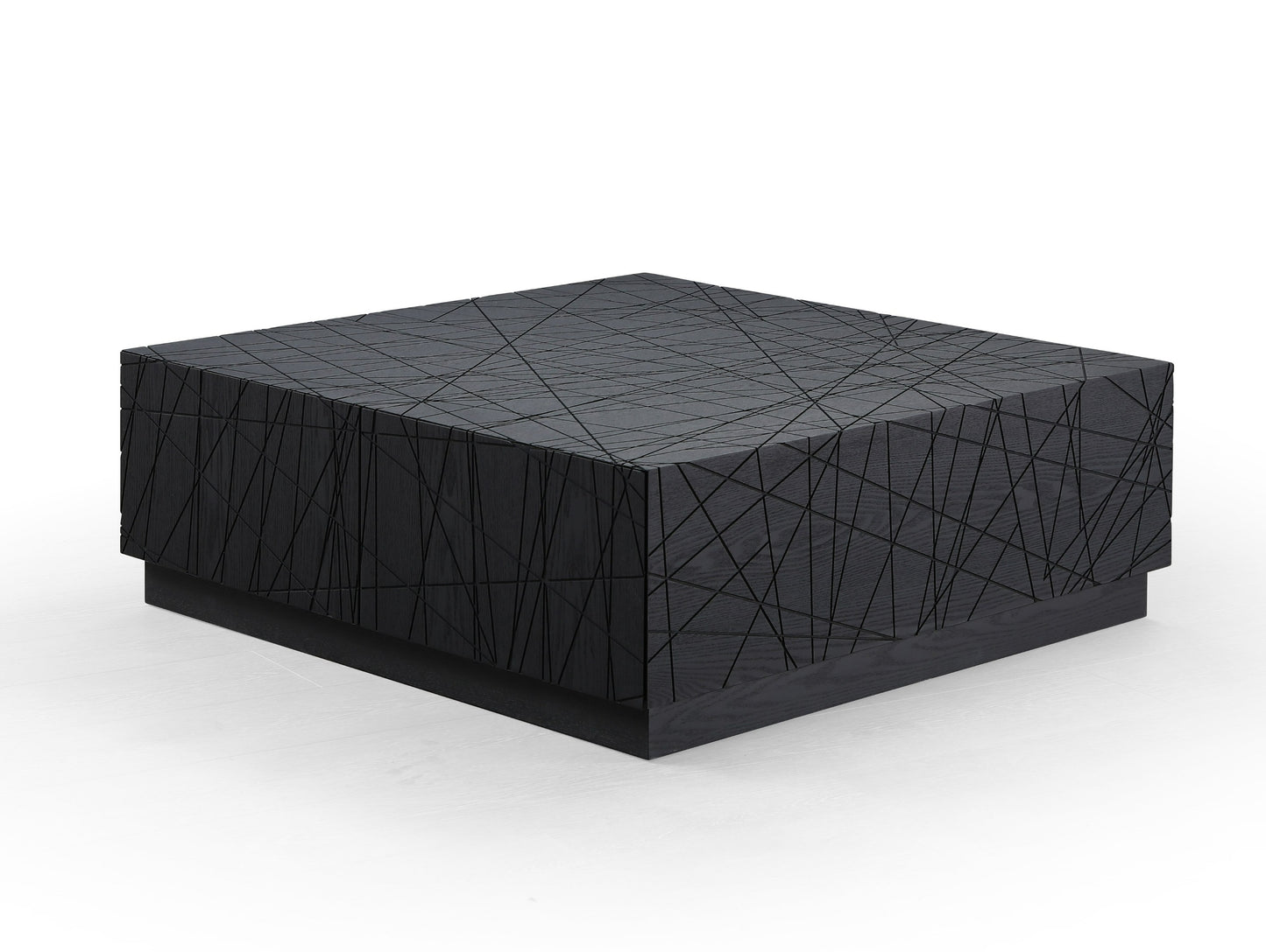 Modrest Kenda Modern Black Oak Square Coffee Table With Storage