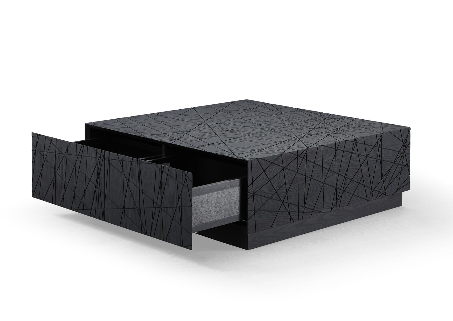 Modrest Kenda Modern Black Oak Square Coffee Table With Storage