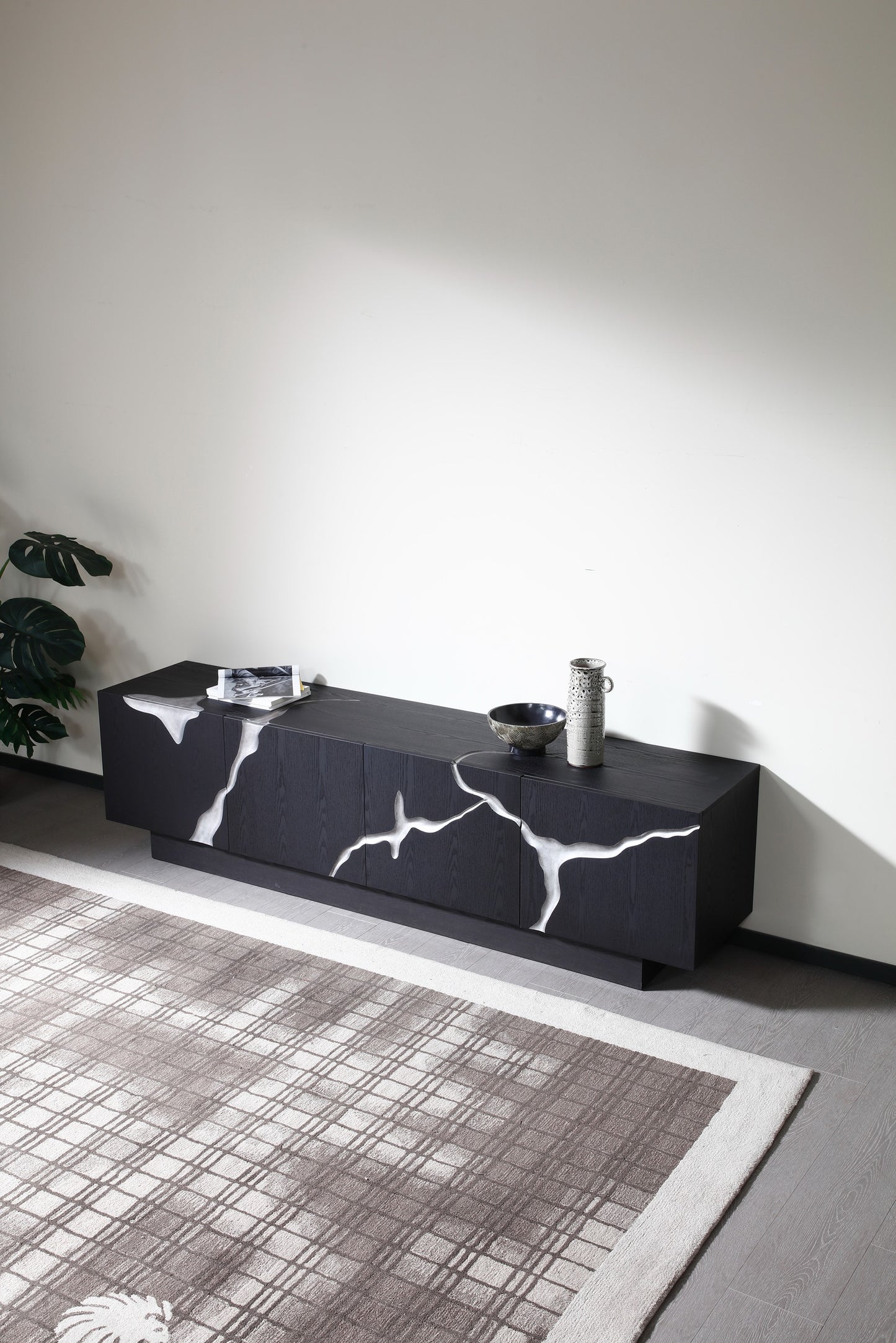 Modrest Aspen Modern Matte Brown Ash and Silver TV Stand