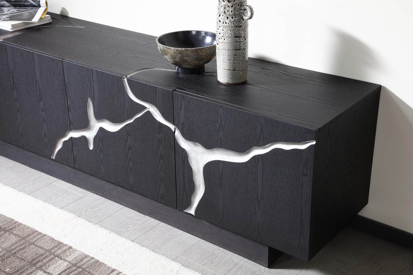 Modrest Aspen Modern Matte Brown Ash and Silver TV Stand