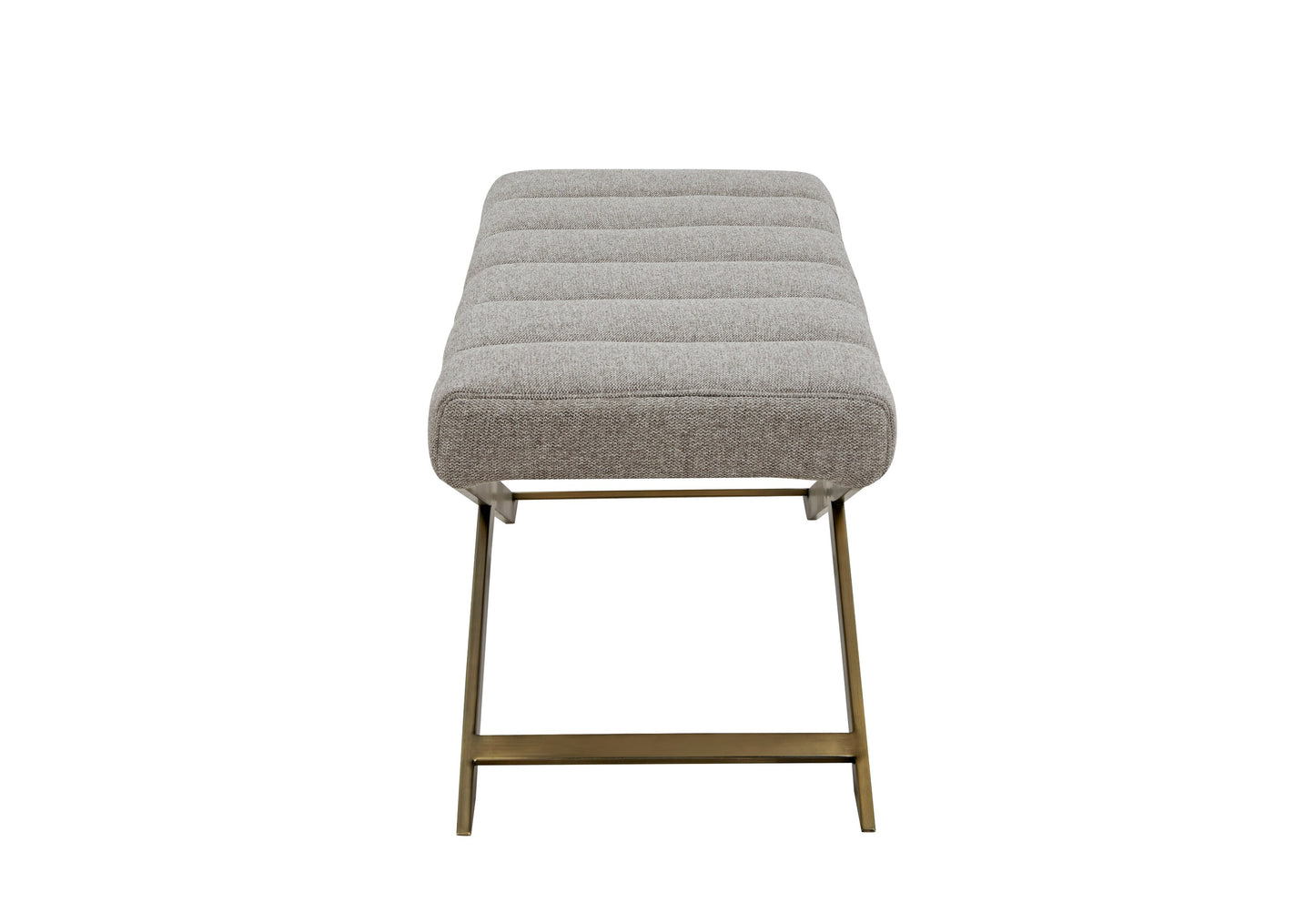Modrest Xane Contemporary Grey Fabric and Brushed Brass Bench