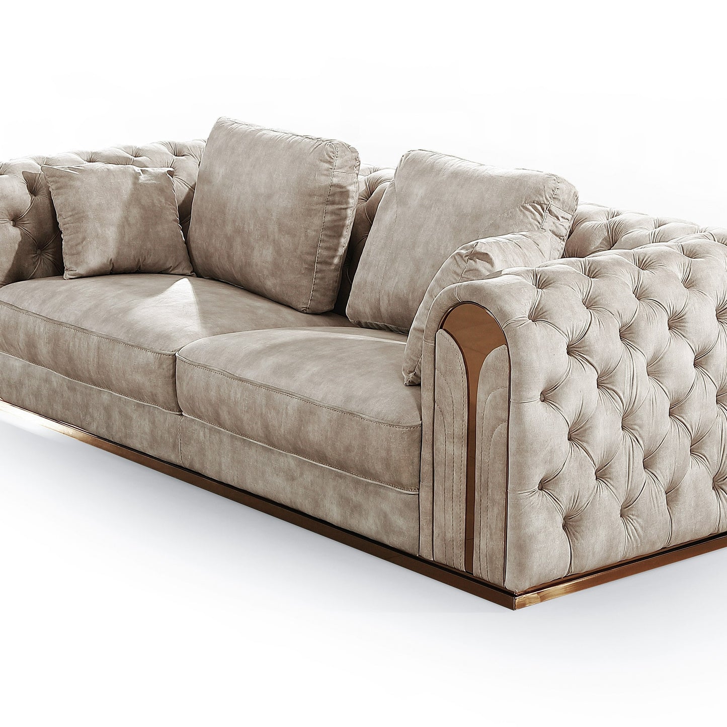 Divani Casa Dosie Transitional Beige Velvet Sofa Set