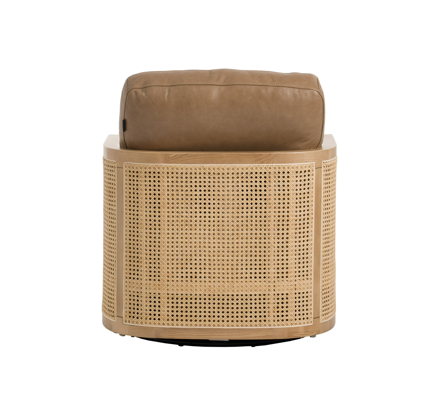 Divani Casa Danson Modern Tan Leather Wicker Swivel Accent Chair