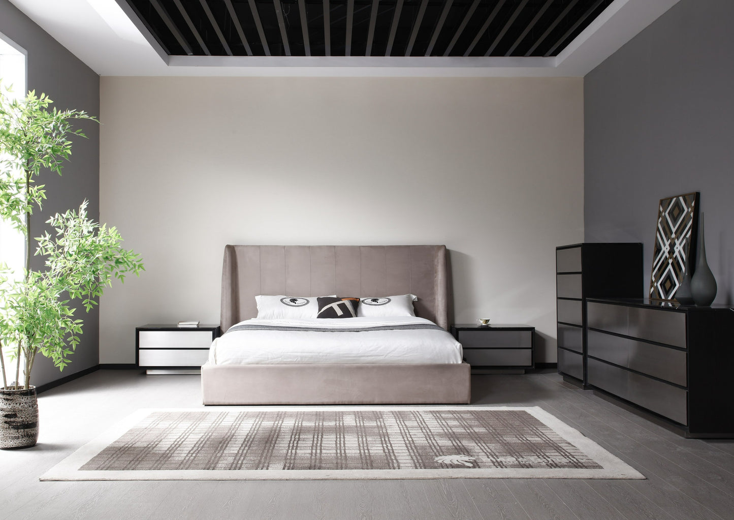 Modrest Roma Modern Taupe Microfiber Upholstered Bed
