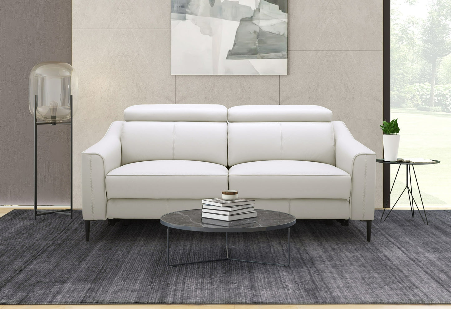 Divani Casa Eden Modern White Leather Sofa With 2 Recliners