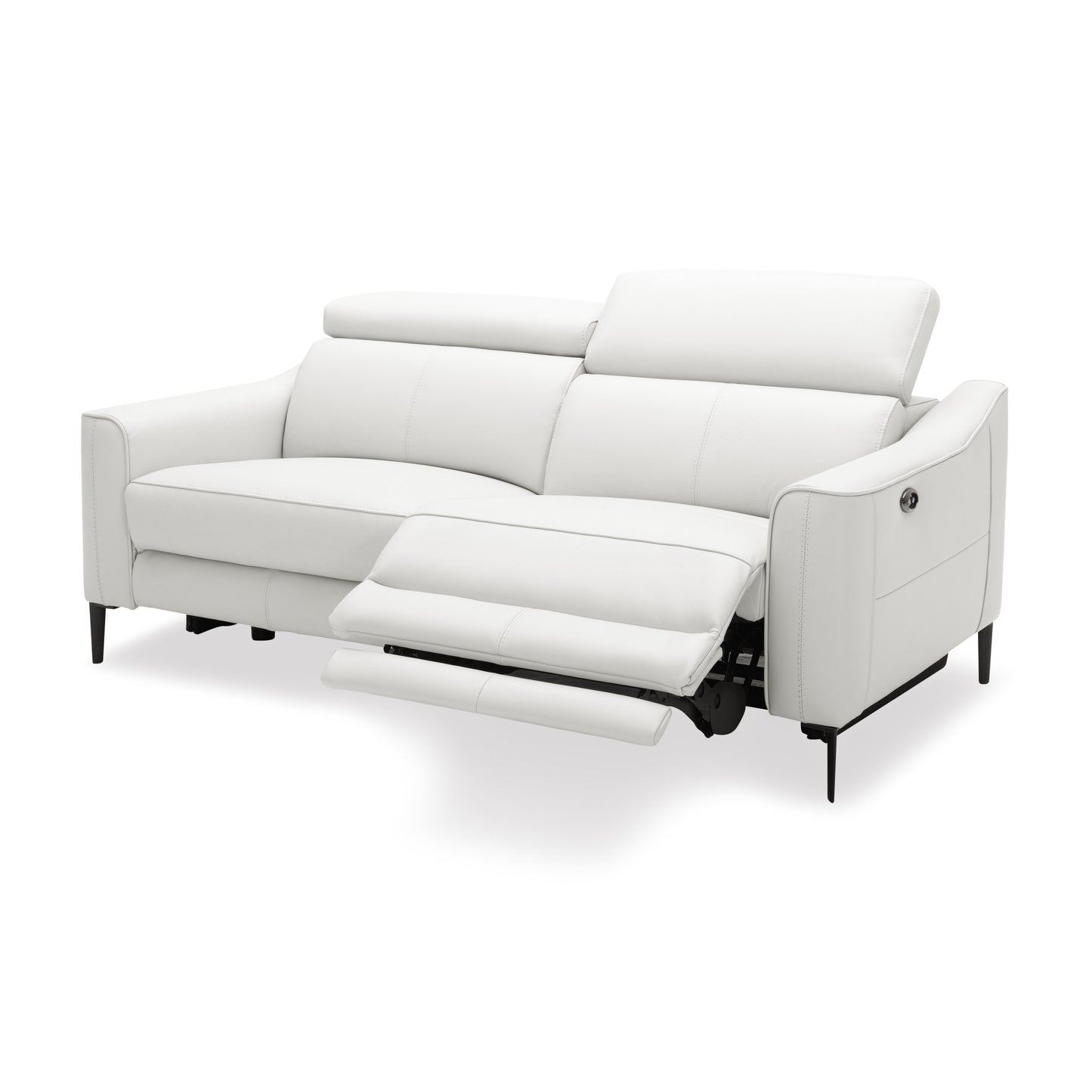Divani Casa Eden Modern White Leather Sofa With 2 Recliners