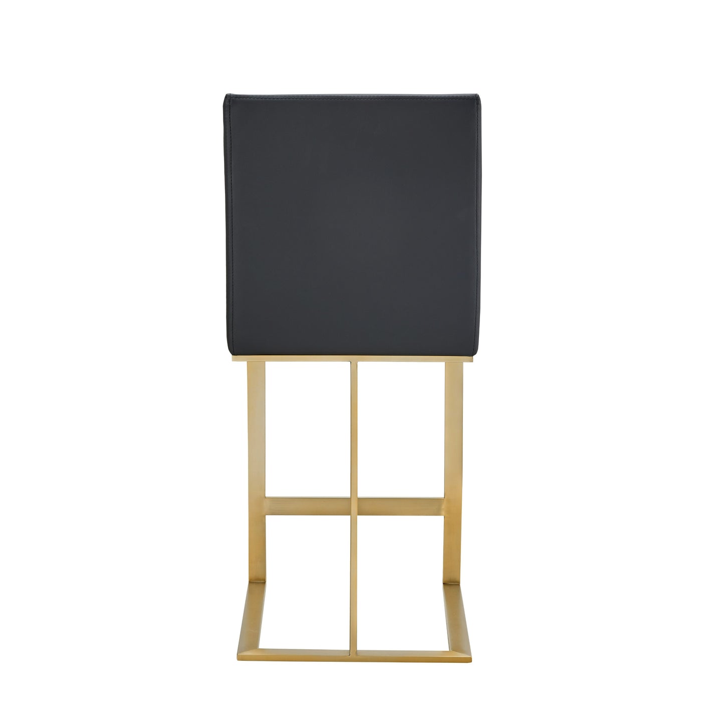 Modrest Frankie Modern Dark Grey Vegan Lether Antique Brass Counter Stool