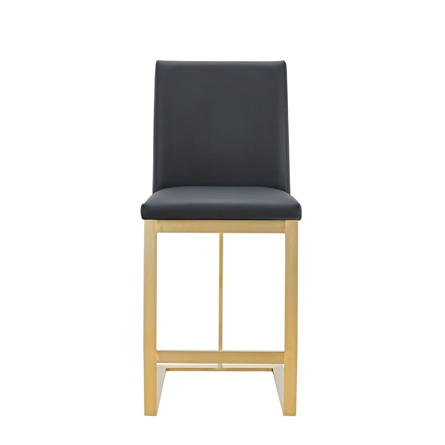 Modrest Frankie Modern Dark Grey Vegan Lether Antique Brass Counter Stool