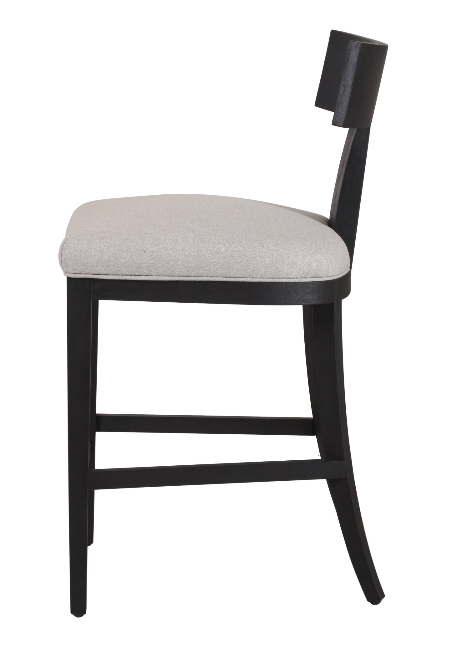 Modrest Fabien Mid-Century Modern Beige Linen Black Walnut Counter Chair
