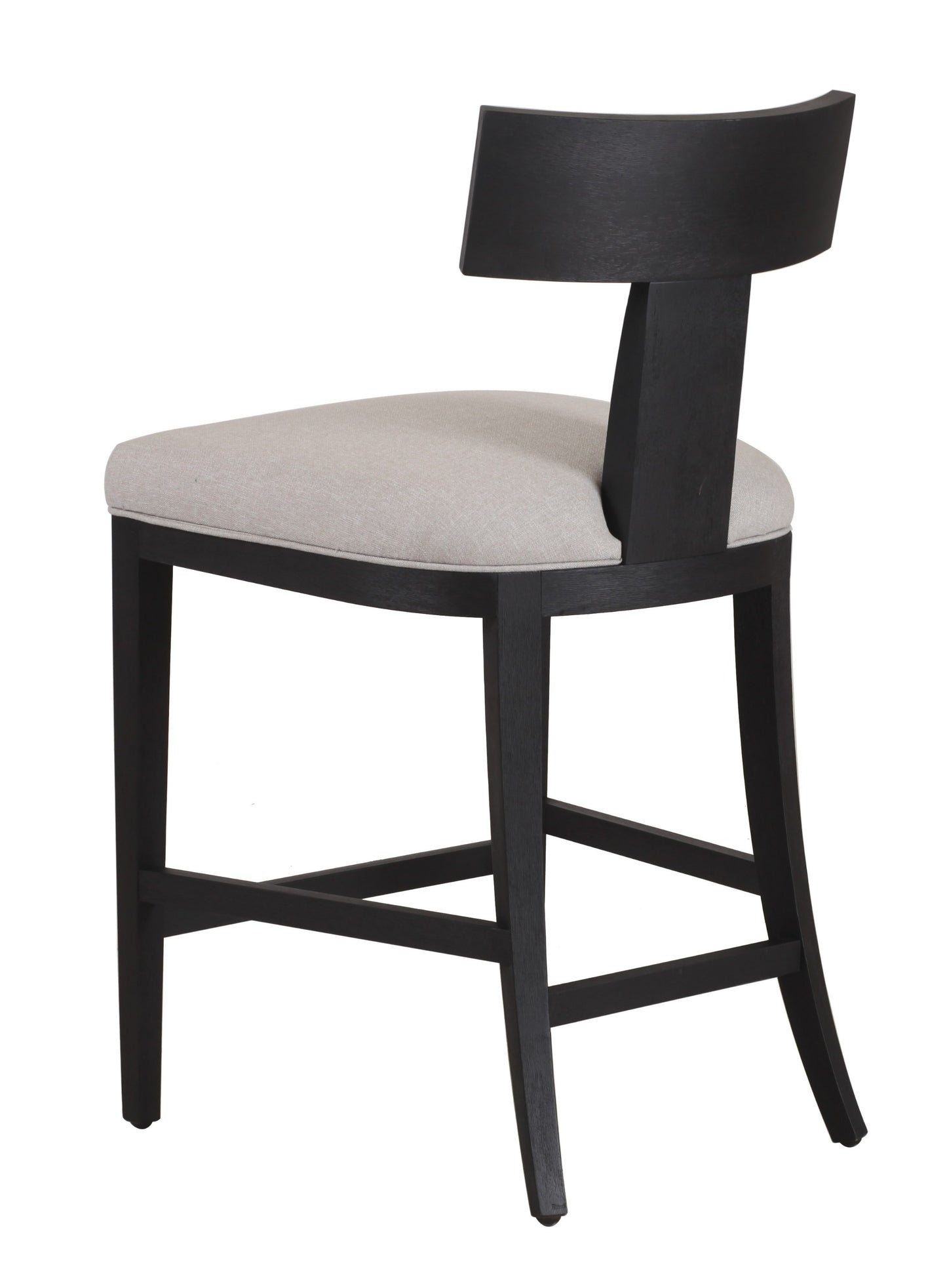 Modrest Fabien Mid-Century Modern Beige Linen Black Walnut Counter Chair