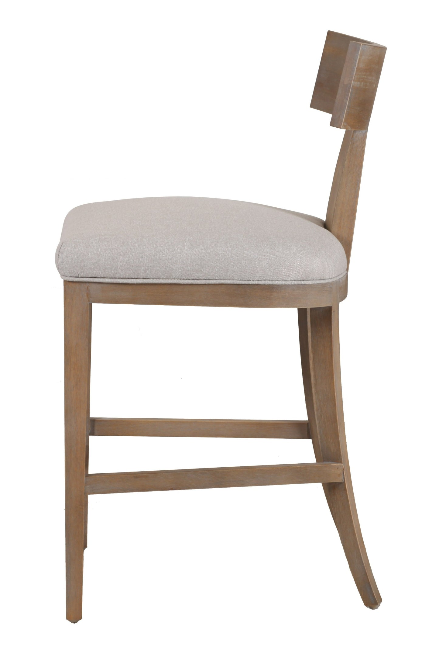 Modrest Fabien Mid-Century Modern Beige Linen Wood Counter Chair