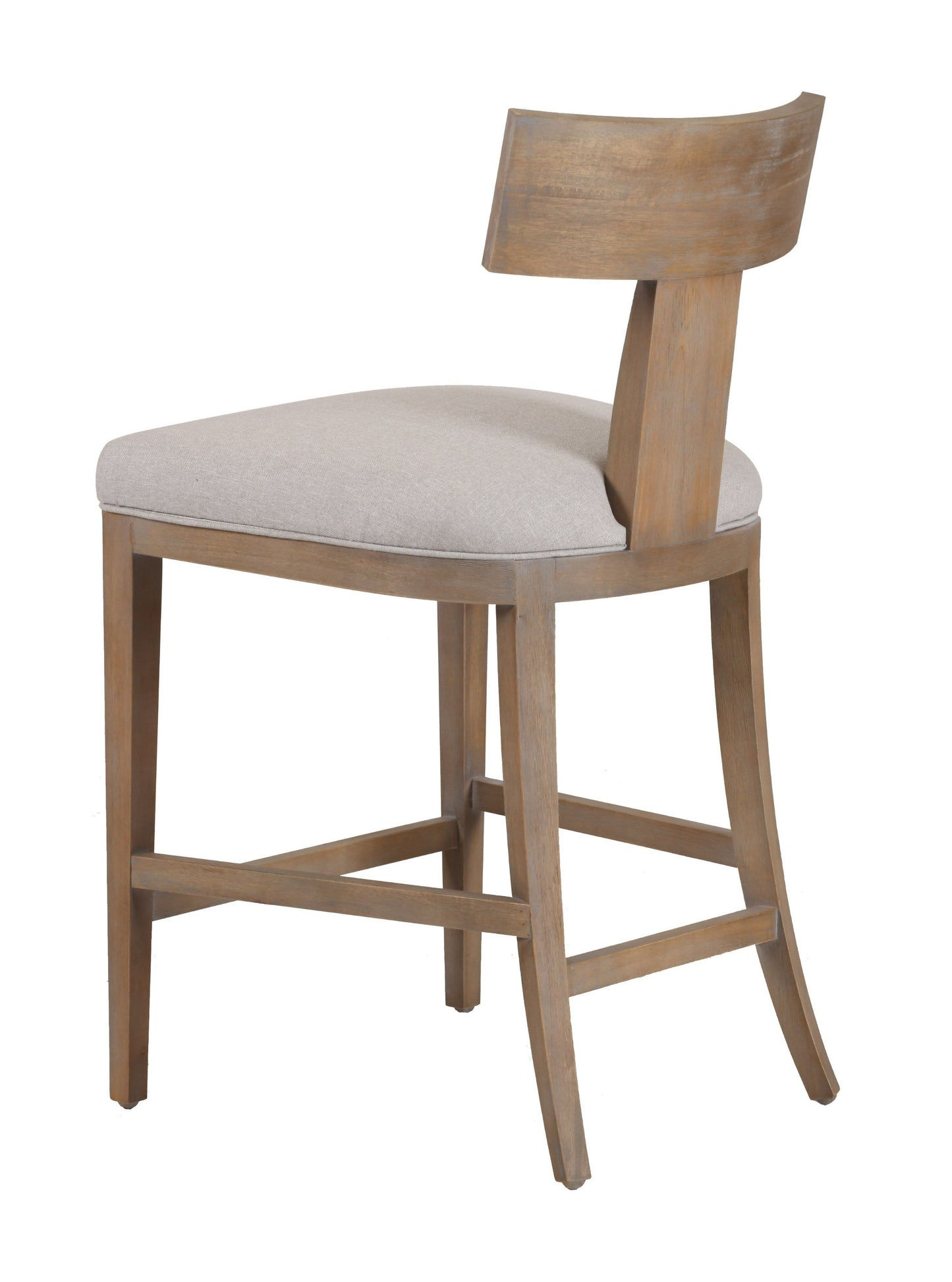 Modrest Fabien Mid-Century Modern Beige Linen Wood Counter Chair