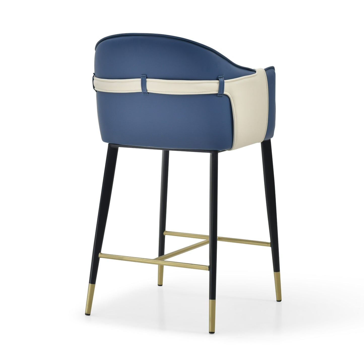 Modrest Calderon Modern Blue and Beige Vegan Leather Counter Chair