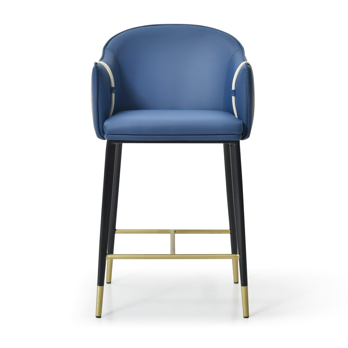 Modrest Calderon Modern Blue and Beige Vegan Leather Counter Chair