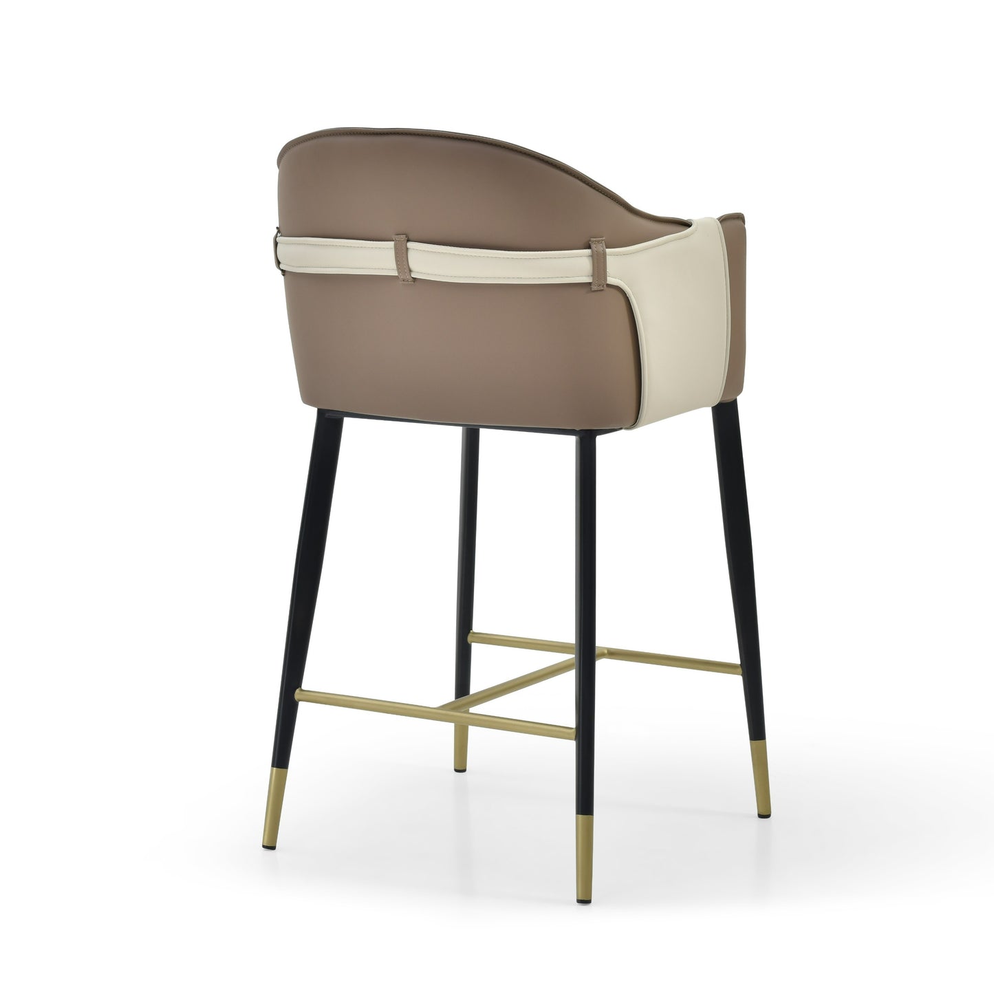 Modrest Calderon Modern Brown and Beige Vegan Leather Counter Chair