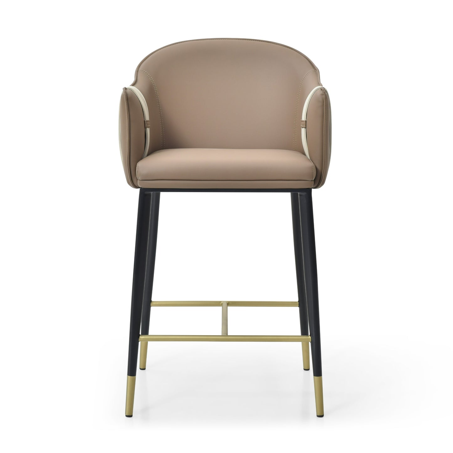 Modrest Calderon Modern Brown and Beige Vegan Leather Counter Chair