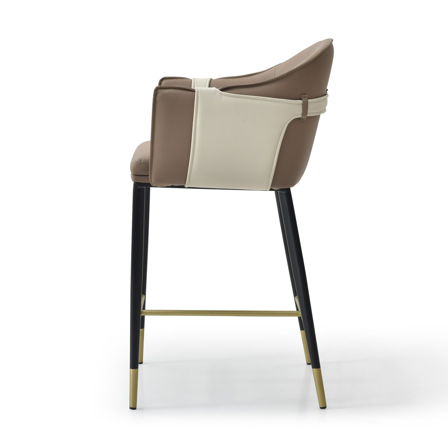 Modrest Calderon Modern Brown and Beige Vegan Leather Counter Chair