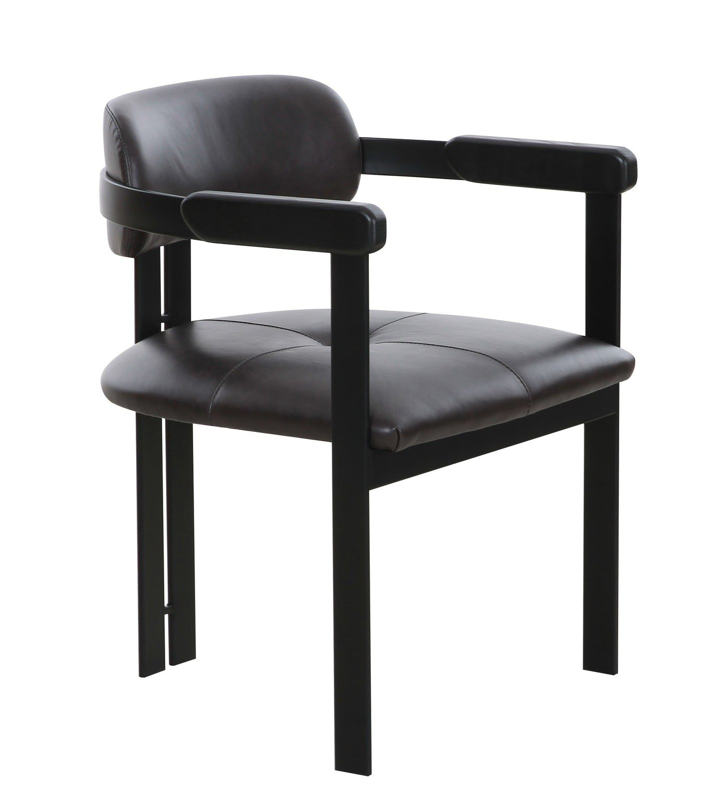 Modrst Aneta Modern Dark Brown Leather Black Dining Chair