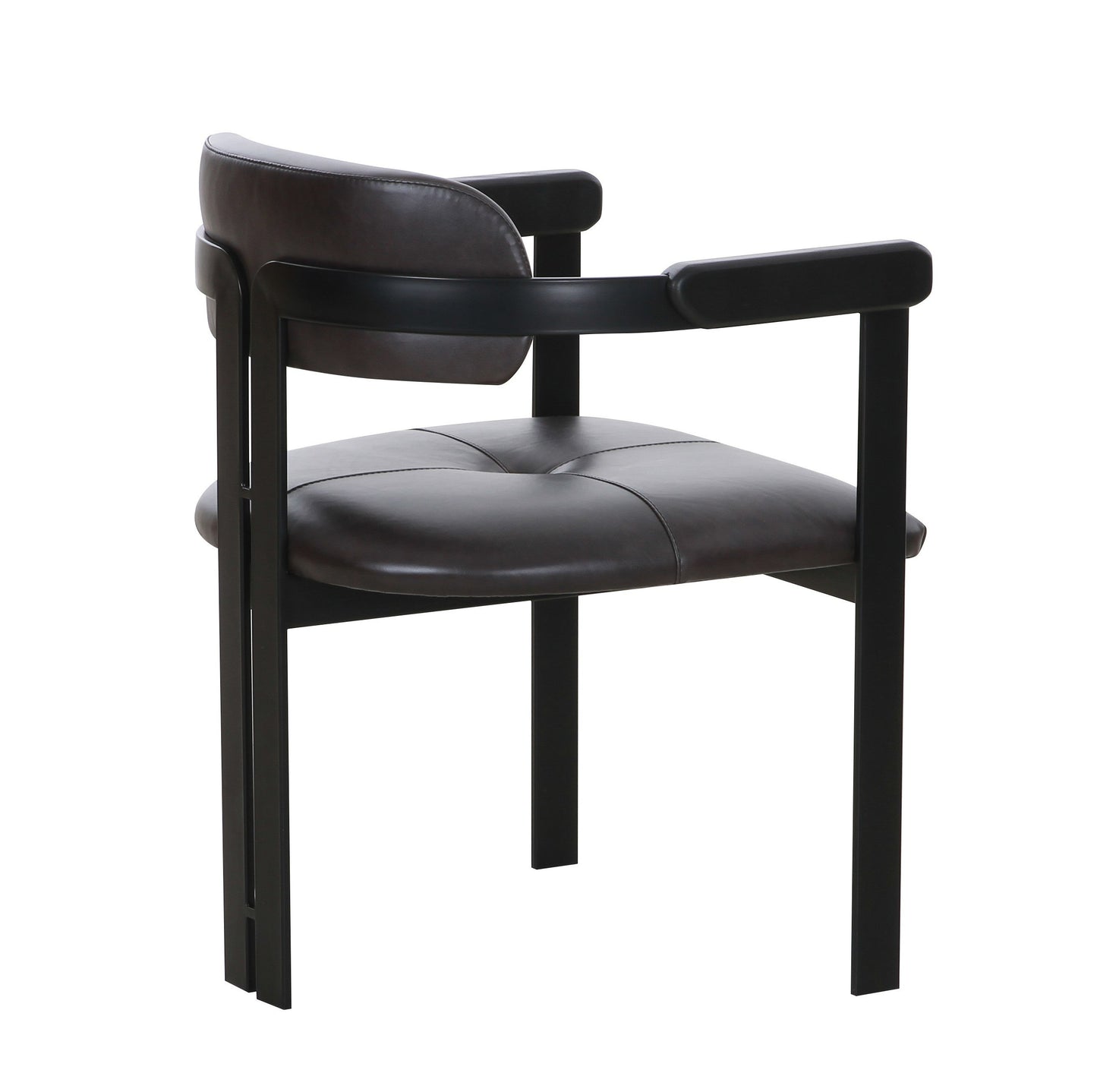 Modrst Aneta Modern Dark Brown Leather Black Dining Chair