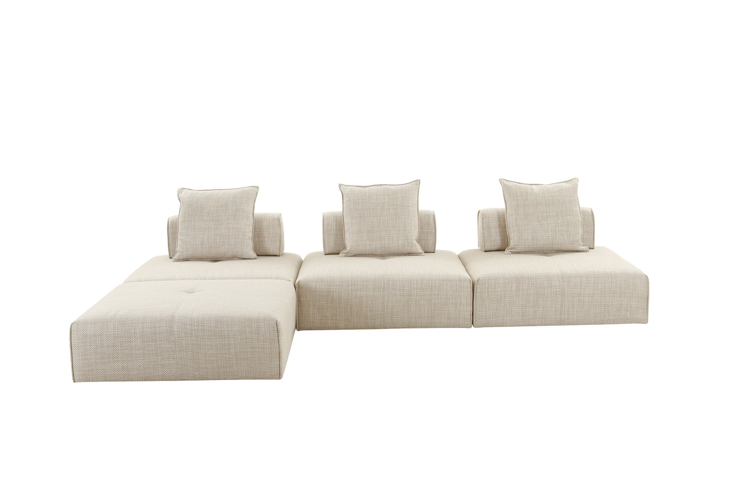 Divani Casa Mondo Modern 4 Seat Modular Beige Fabric Sectional