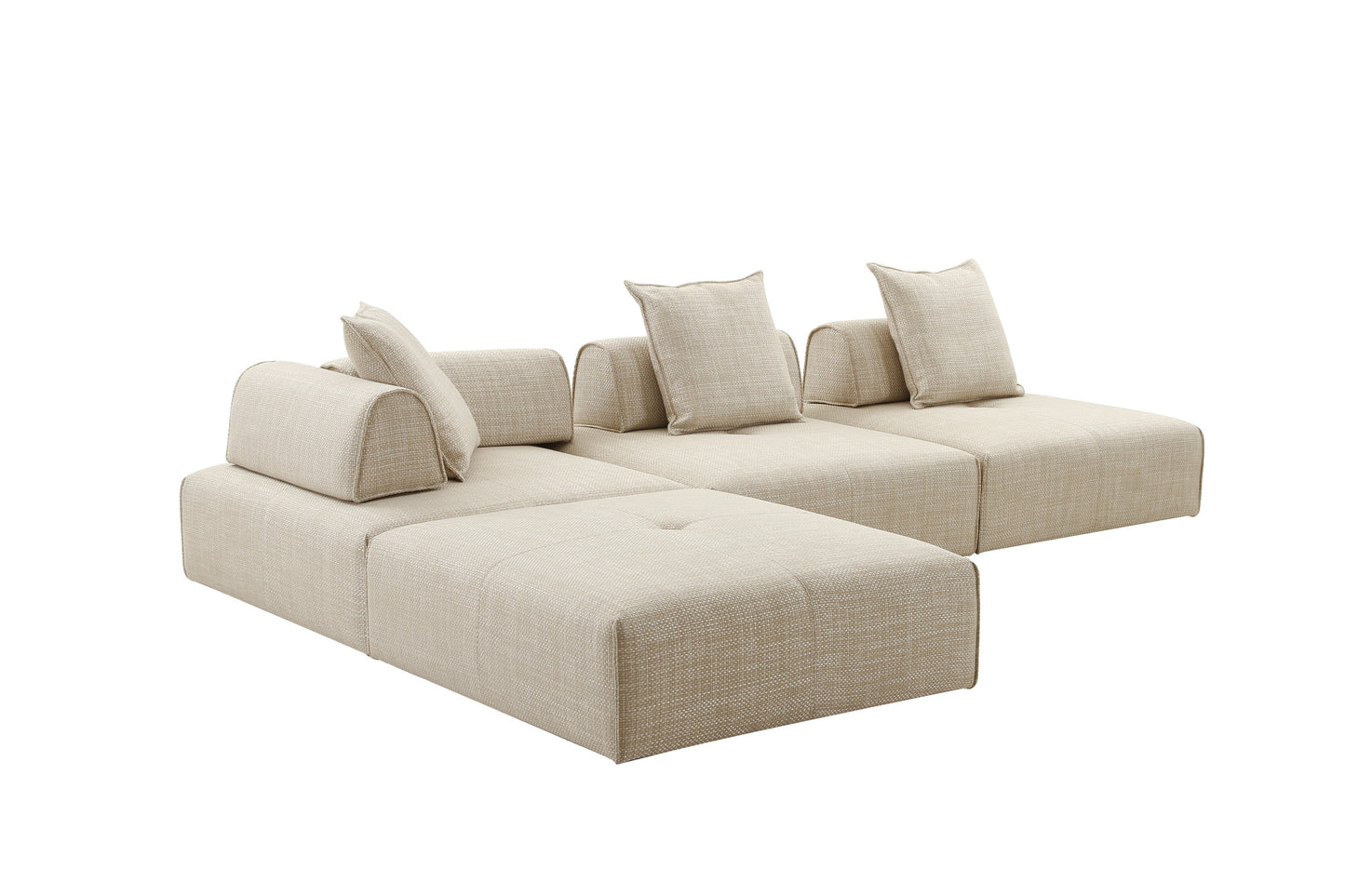 Divani Casa Mondo Modern 4 Seat Modular Beige Fabric Sectional