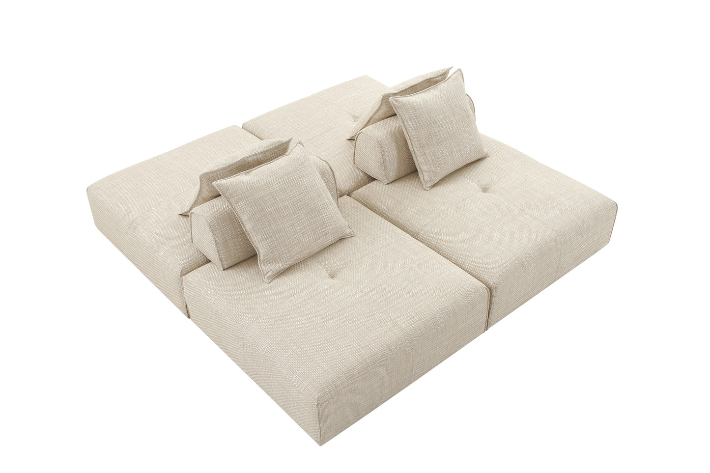 Divani Casa Mondo Modern 4 Seat Modular Beige Fabric Sectional