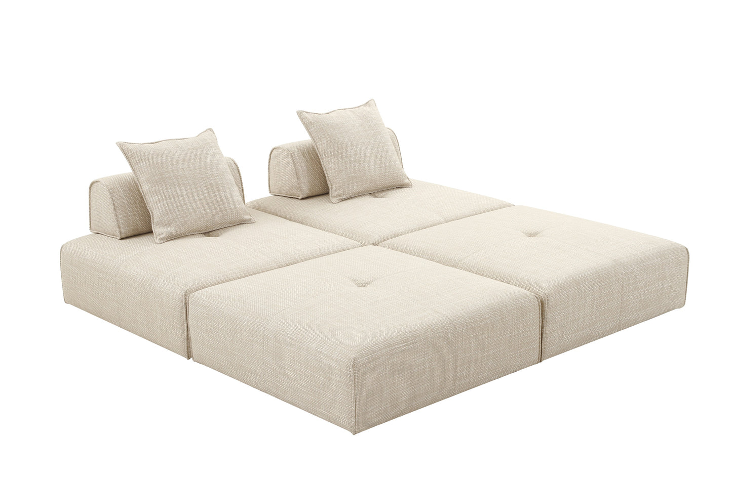 Divani Casa Mondo Modern 4 Seat Modular Beige Fabric Sectional