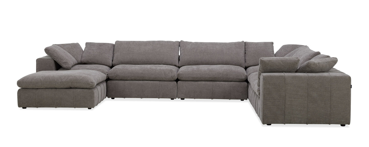 Divani Casa Vicki Modern Grey Fabric Modular Sectional Sofa Ottoman