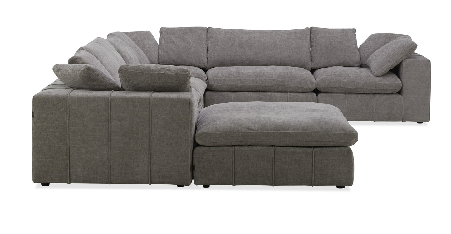 Divani Casa Vicki Modern Grey Fabric Modular Sectional Sofa Ottoman