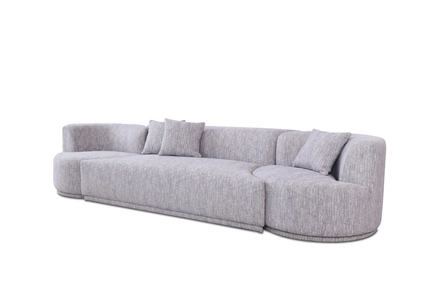 Divani Casa Beau Modern Light Grey Fabric Sectional Sofa With 2 Swirling Chair
