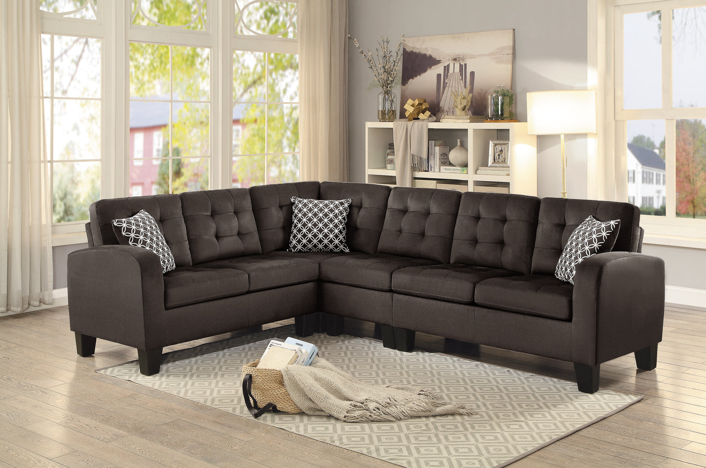 Homelegance Sinclair Sectional Sofa in Charcoal 8202CH-SC