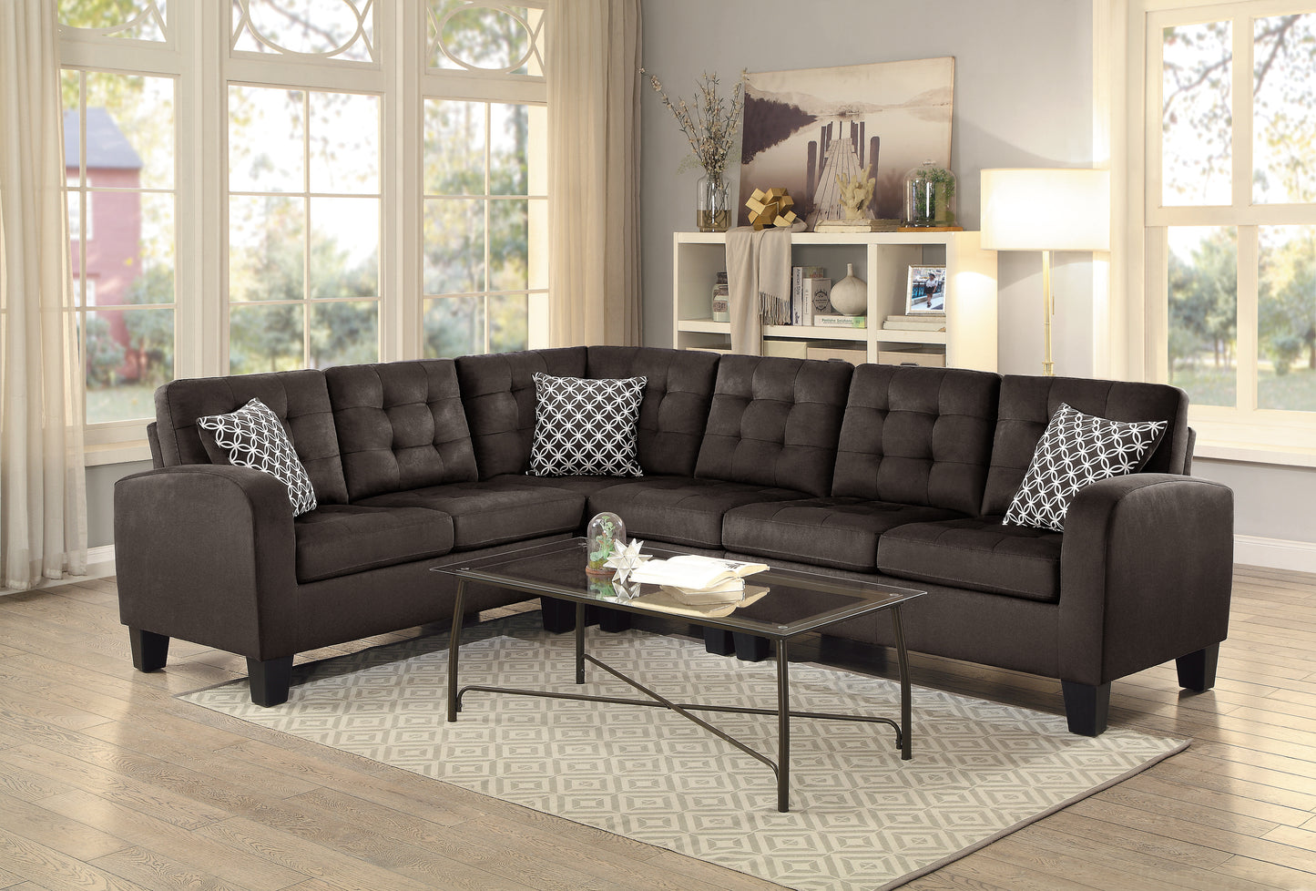 Homelegance Sinclair Sectional Sofa in Charcoal 8202CH-SC