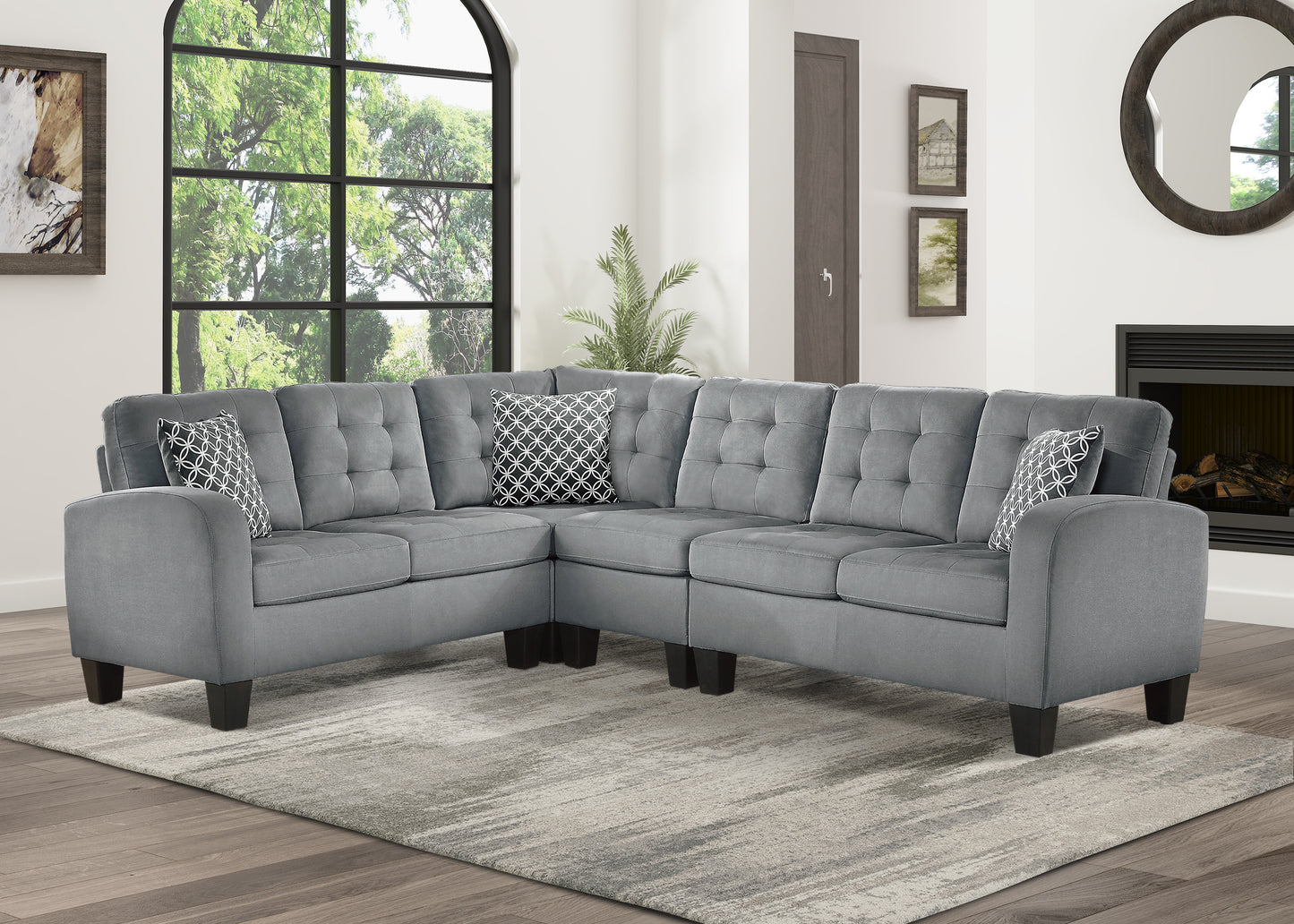 Homelegance Sinclair Sectional Sofa in Gray 8202GRY-SC