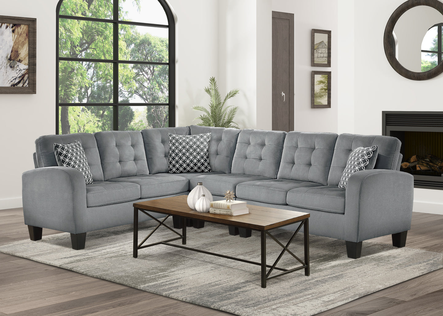 Homelegance Sinclair Sectional Sofa in Gray 8202GRY-SC