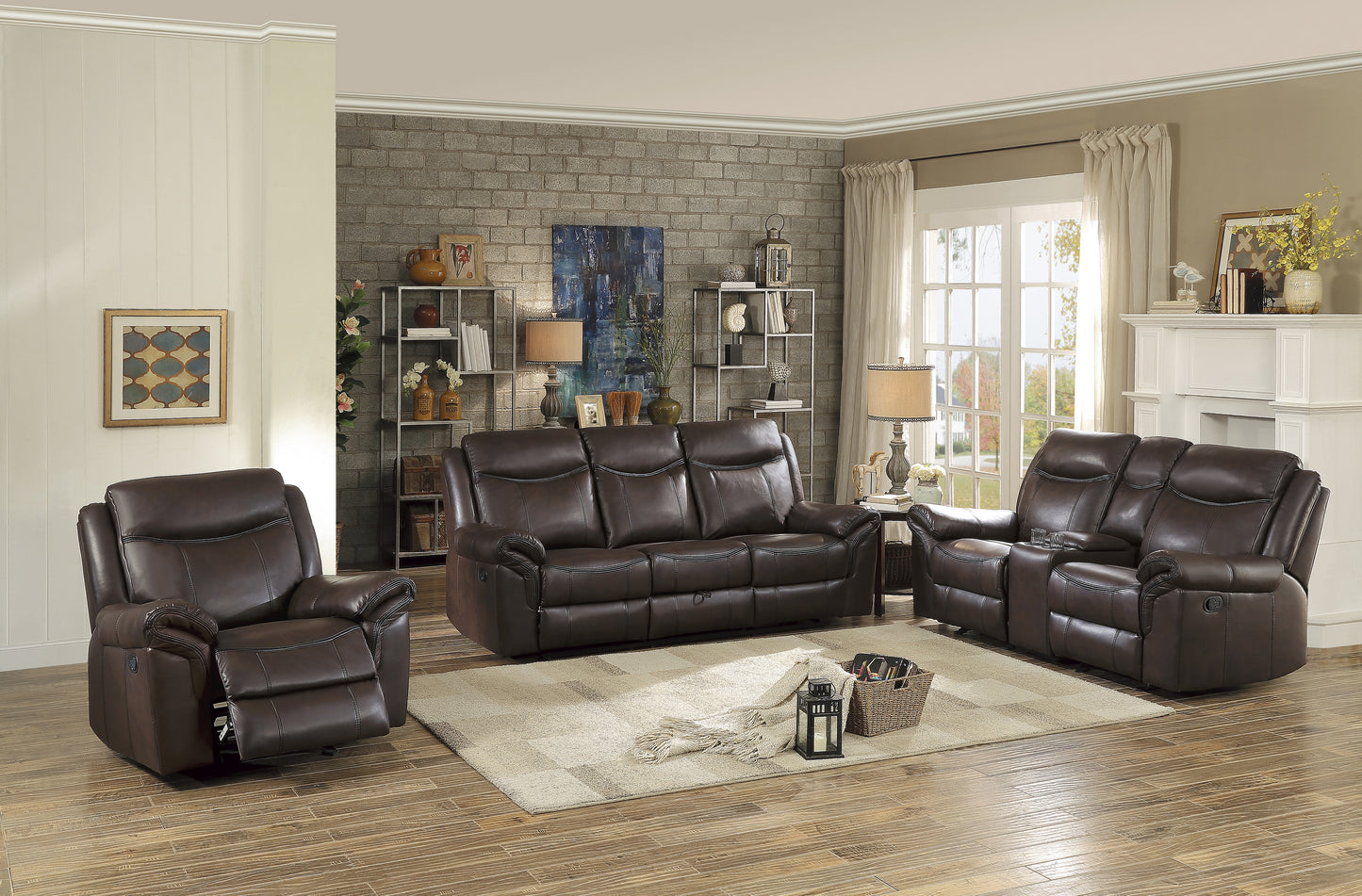 Homelegance Aram Glider Recliner Dark Brown Upholstered Reclining Chair 8206BRW-1