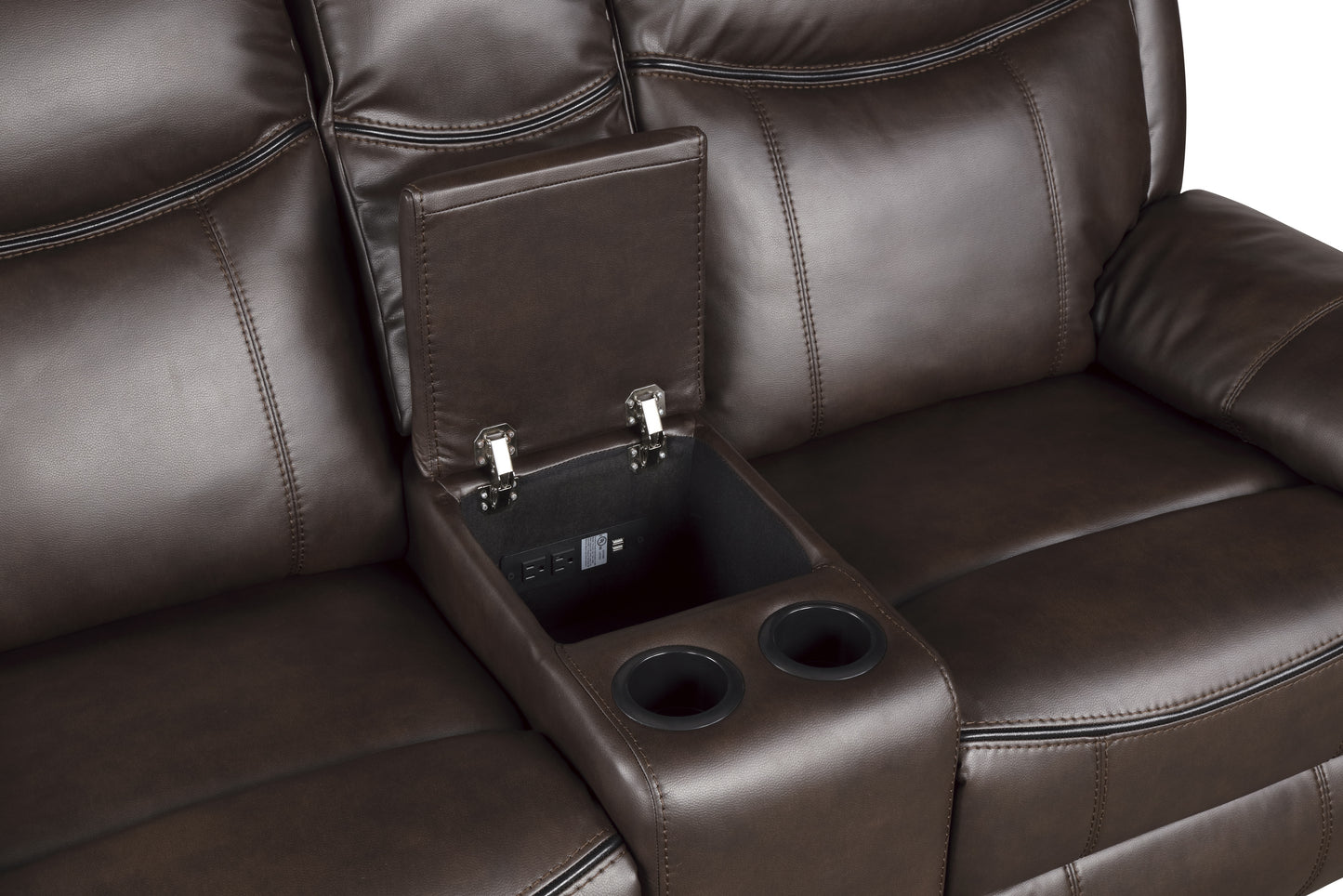 Homelegance Aram Dark Brown Glider Reclining Loveseat with Center Console 8206BRW-2