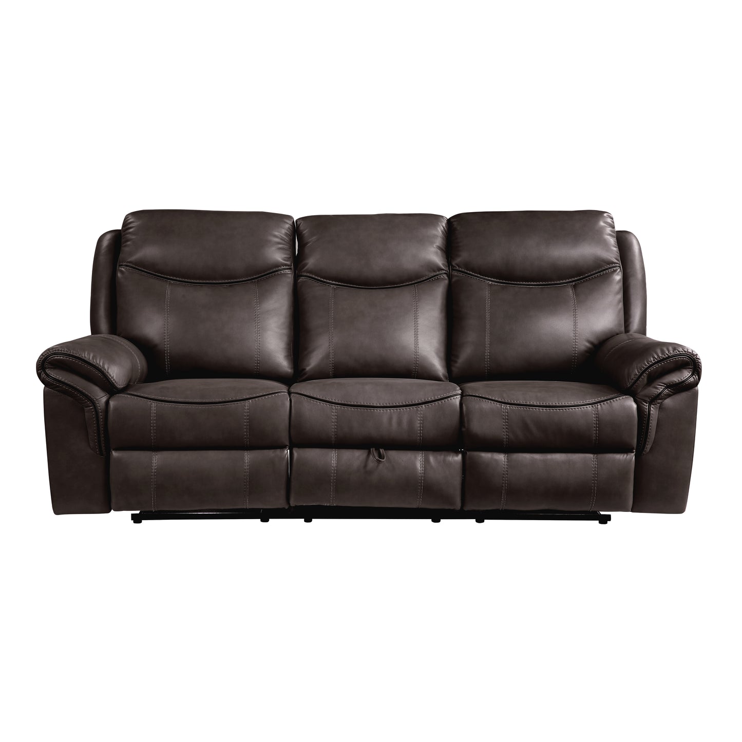 Homelegance Aram Dark Brown Faux Leather Double Reclining Sectional Sofa 8206BRW-3