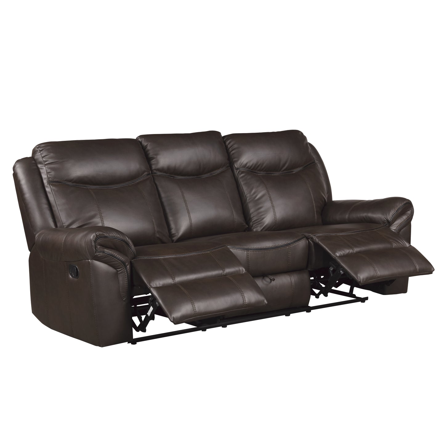 Homelegance Aram Dark Brown Faux Leather Double Reclining Sectional Sofa 8206BRW-3
