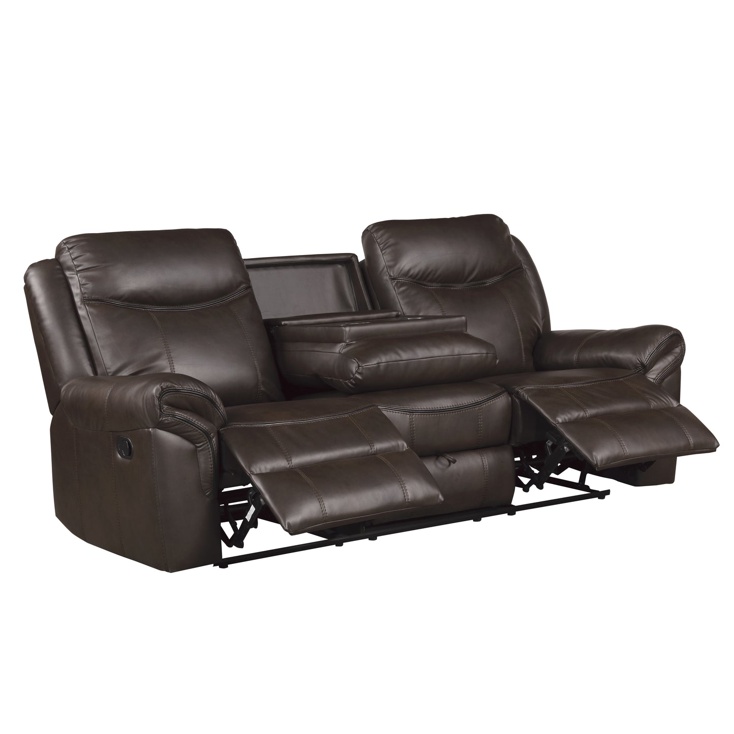 Homelegance Aram Dark Brown Faux Leather Double Reclining Sectional Sofa 8206BRW-3