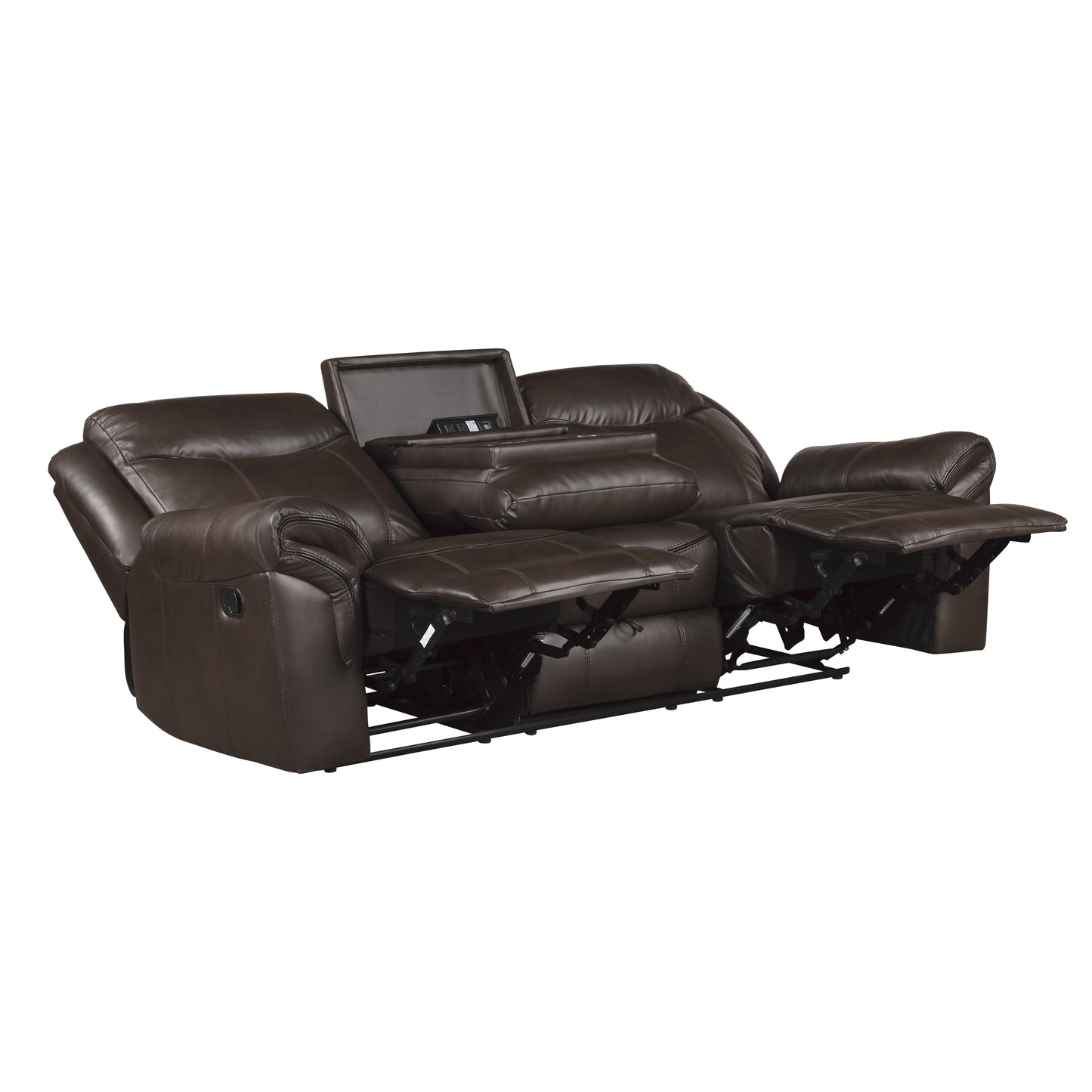 Homelegance Aram Dark Brown Faux Leather Double Reclining Sectional Sofa 8206BRW-3