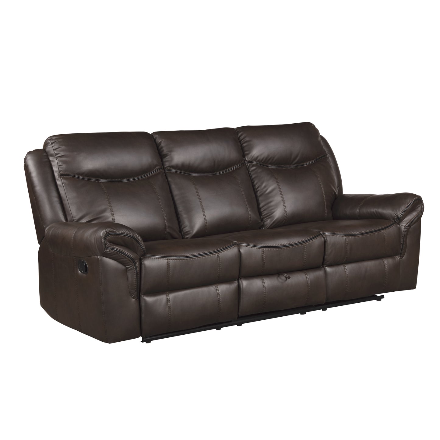 Homelegance Aram Dark Brown Faux Leather Double Reclining Sectional Sofa 8206BRW-3